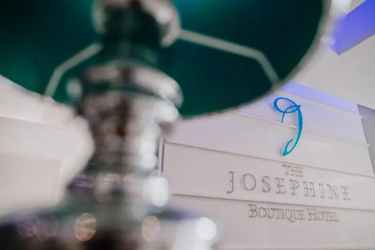 Sign for The Josephine Boutique Hotel, where the bride got ready