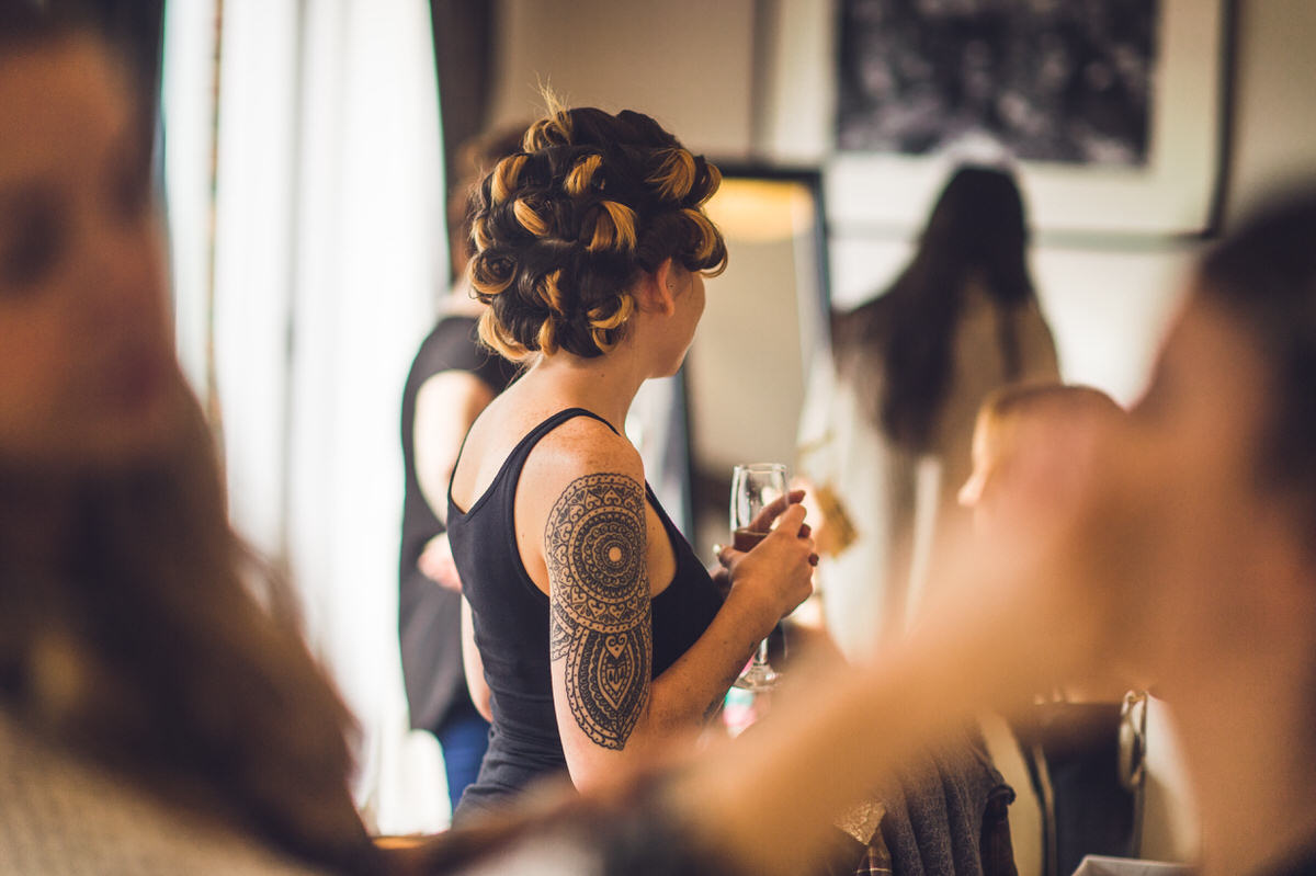 bridesmaid tattoo black line work mendhi mandala