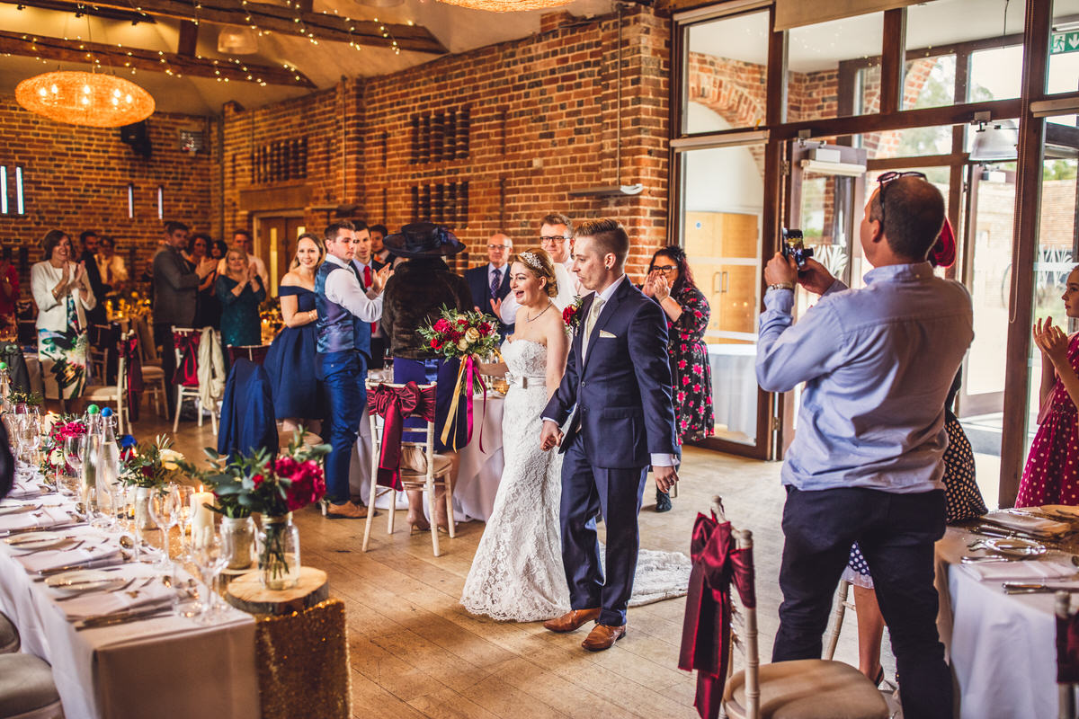 bride and groom make an entrance