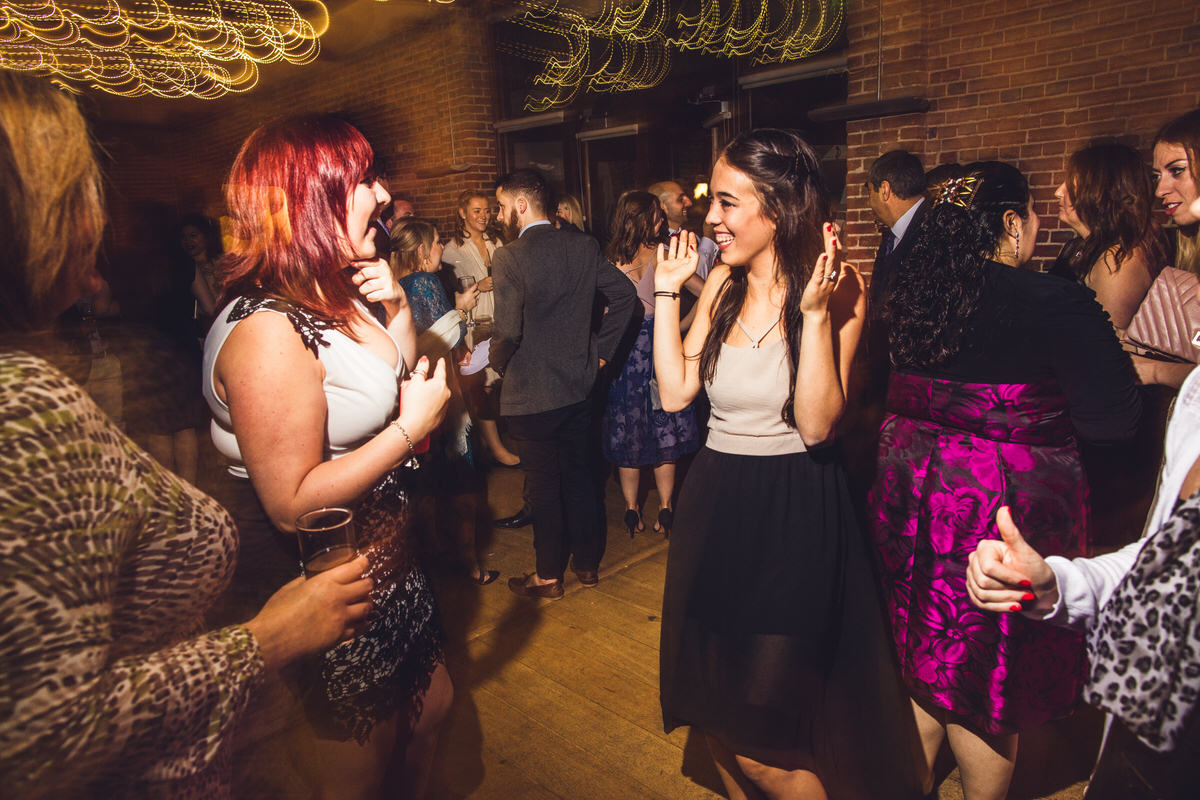 happy guests mingling