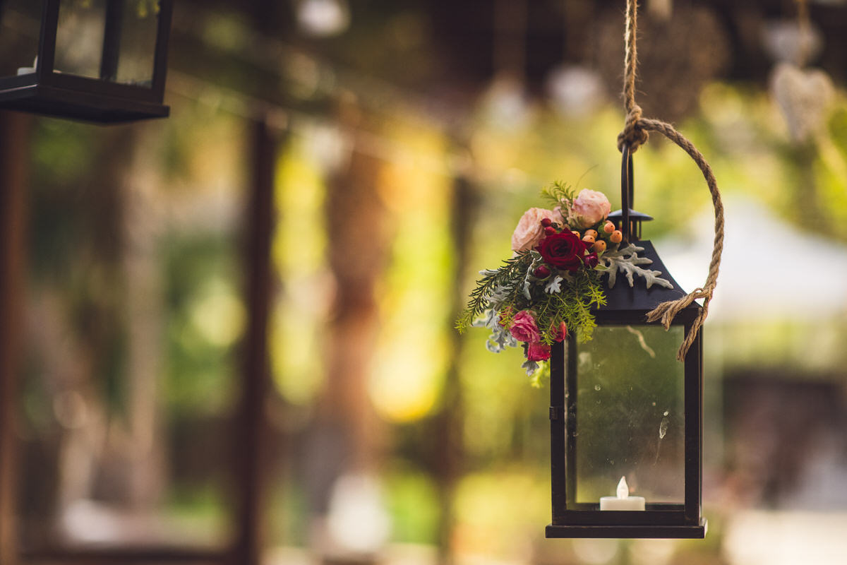 lantern with floral decoration