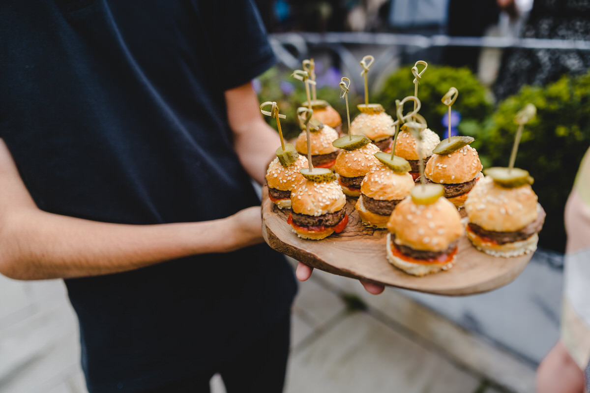 mini burgers for the wedding guests